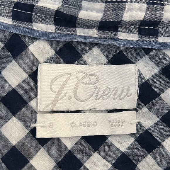 J. Crew Navy Blue & White Gingham Check Print Long Sleeve Button Down Top Size S - Picture 6 of 7